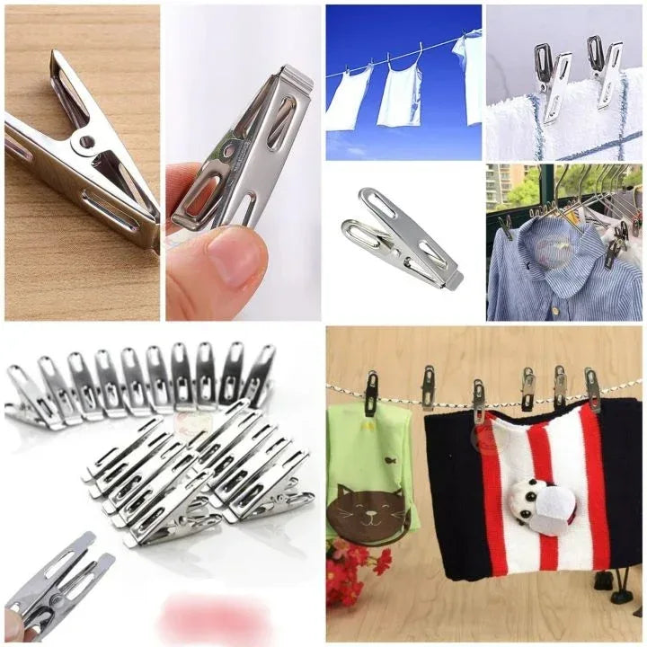 Pack of 20 Stainless Steel Clothes Clips - Arfa Mart