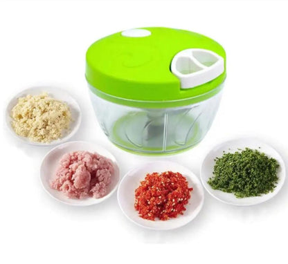 Manual Food Chopper with Stainless Steel 420 Blades, Hand-Powered Pull Design, Easy Clean