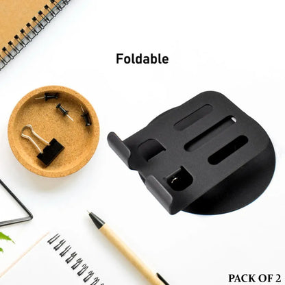 2 Pcs 360° Rotatable Metal Phone & Tablet Stands, Adjustable Foldable and Durable Desktop Holders
