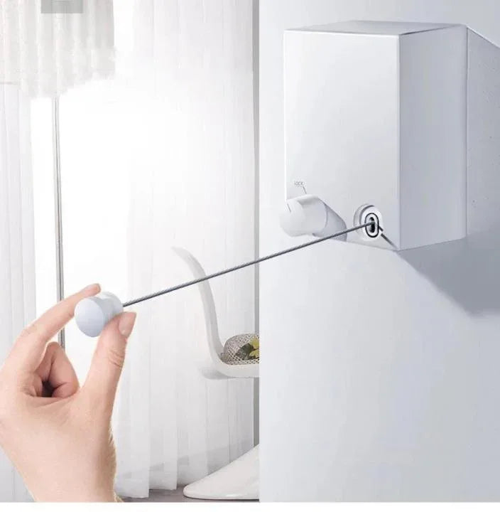 Retractable Indoor and Outdoor Clothes Wall Hanger Invisible Clothesline Wire Rope - Arfa Mart