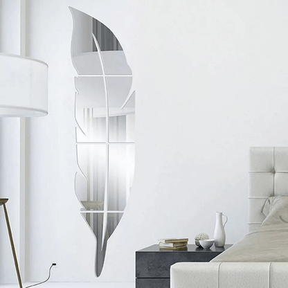 Leaf Mirror Wall Stickers, Eco-Friendly Waterproof Acrylic, Easy to Install and Remove, Modern Home Decor