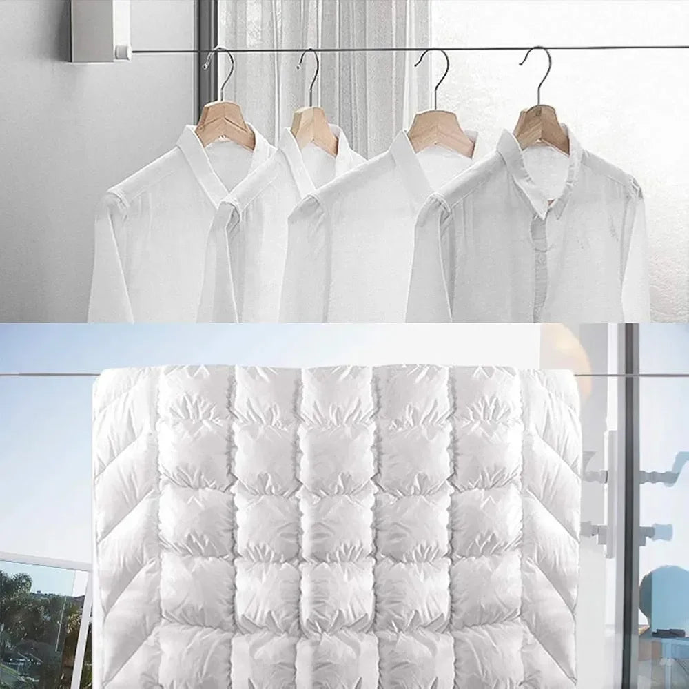 Retractable Indoor and Outdoor Clothes Wall Hanger Invisible Clothesline Wire Rope - Arfa Mart