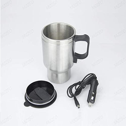 Car Stainless Steel Coffee Mug Flask with Heating and Spill-Resistant Lid for Travel - Arfa Mart