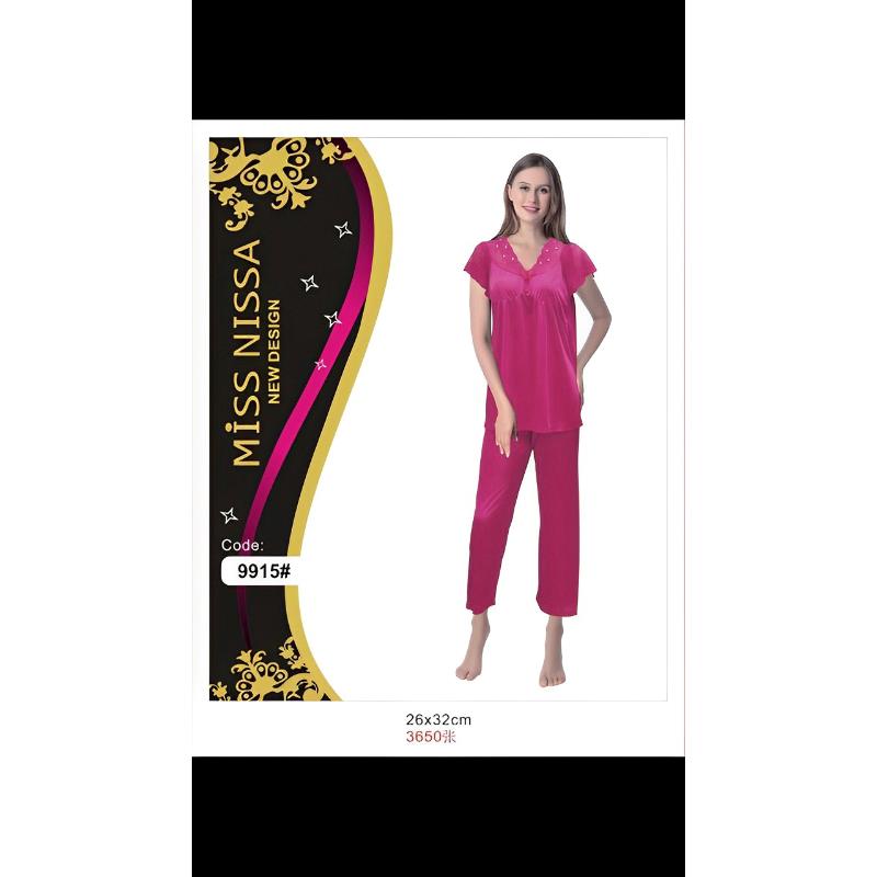 2 Piece Silk Full-Length Comfortable Night Suit For Women