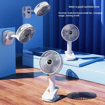 New portable 3 gears rechargeable desktop fan low noise air cooling handheld clipped circulator table fan for camping; office; bad side sleeping corner; best for office room; reading table - Arfa Mart