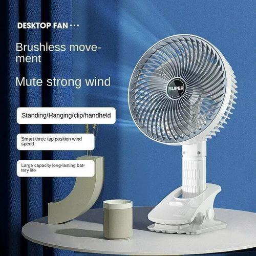 New portable 3 gears rechargeable desktop fan low noise air cooling handheld clipped circulator table fan for camping; office; bad side sleeping corner; best for office room; reading table - Arfa Mart