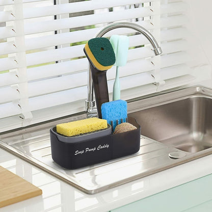 Soap Dispenser and Caddy with 3 Sponges, BPA-Free, Corrosion-Resistant Material