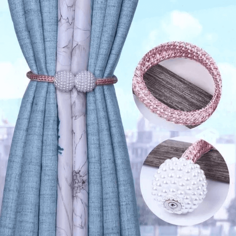 2 pcs Magnetic Pearl Curtain Buckle Clips for Easy Curtain Styling