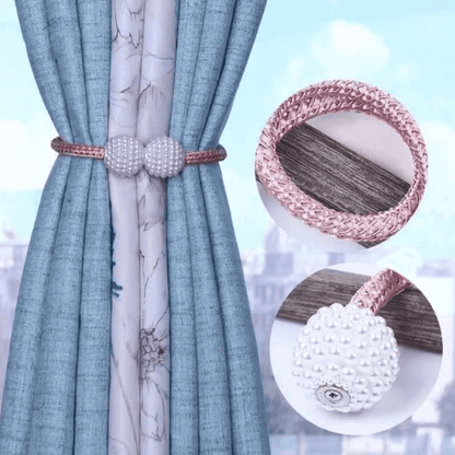 2 pcs Magnetic Pearl Curtain Buckle Clips for Easy Curtain Styling