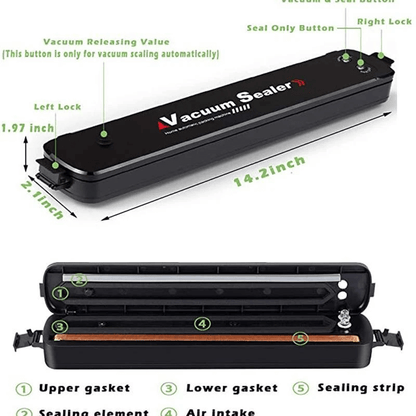 Food Saver Vacuum Sealer-Electric with 5 Vacuum Bags, Preserves Food Fresh Up to 5x Longer