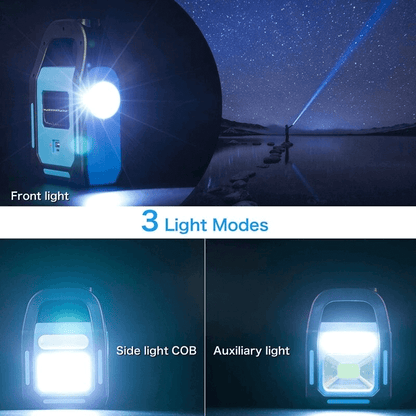3 In 1 Waterproof Solar Flashlight with USB Charging and COB LED Design